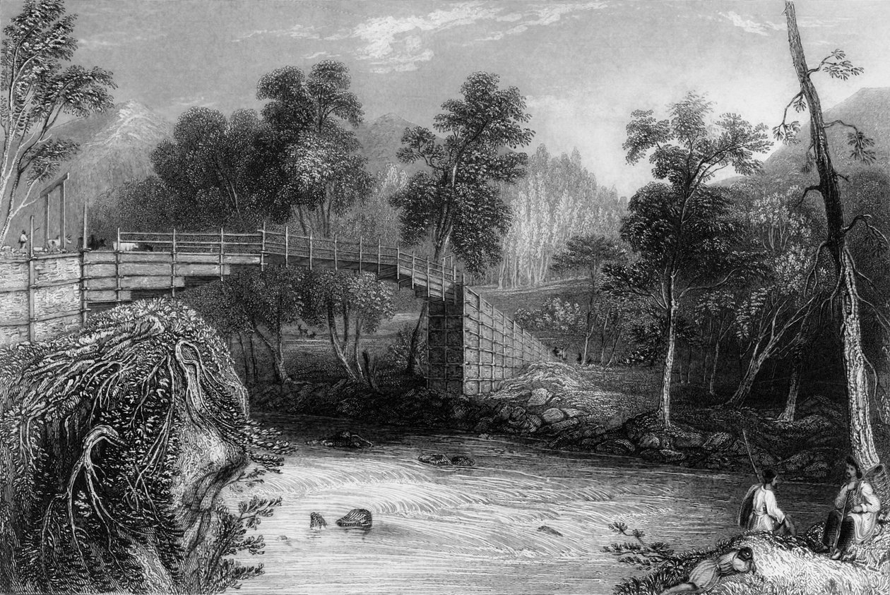 Puente en Bhurkote, 1838 de George Francis White