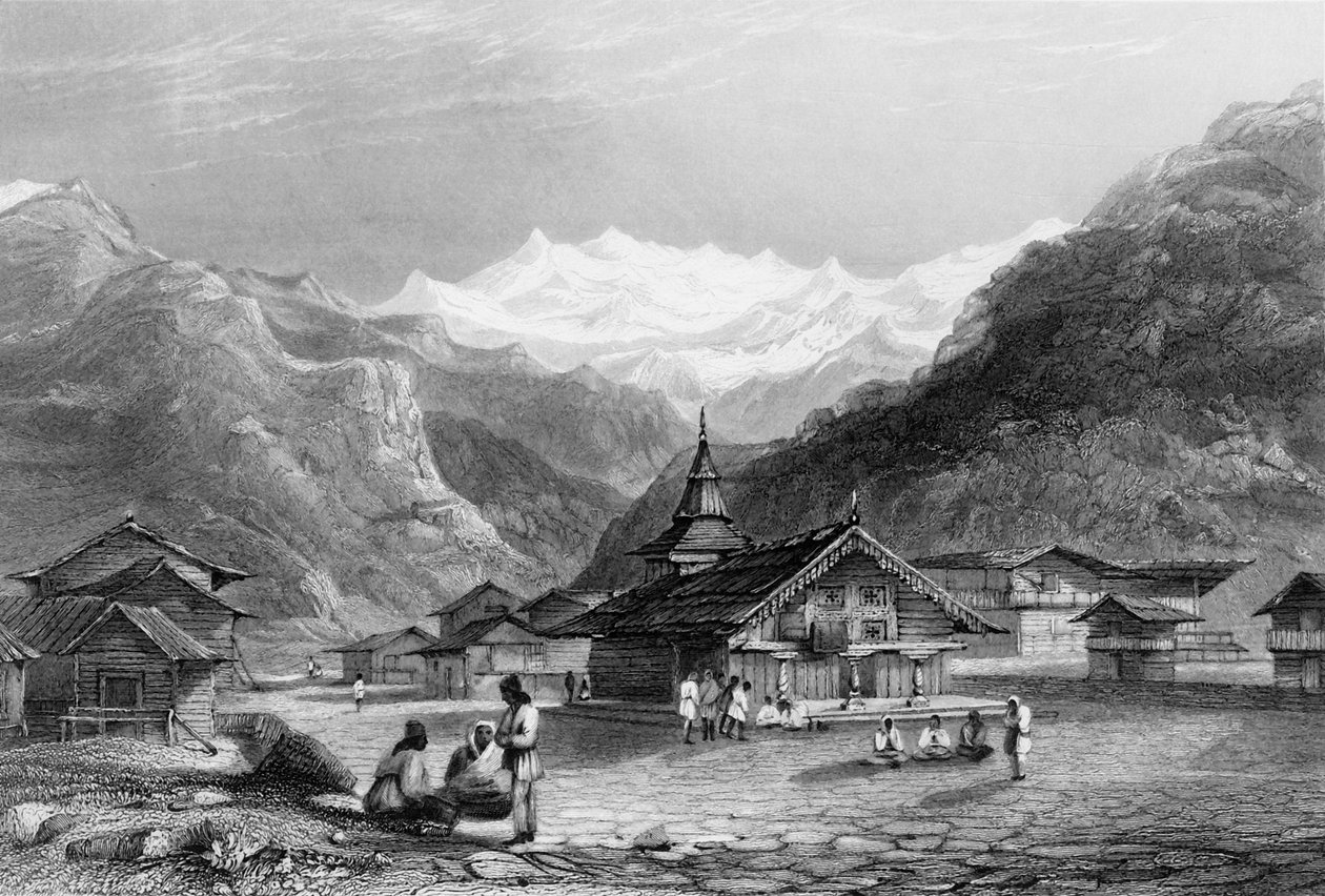 Kursalee, - Un pueblo en las montañas del Himalaya, India de George Francis White