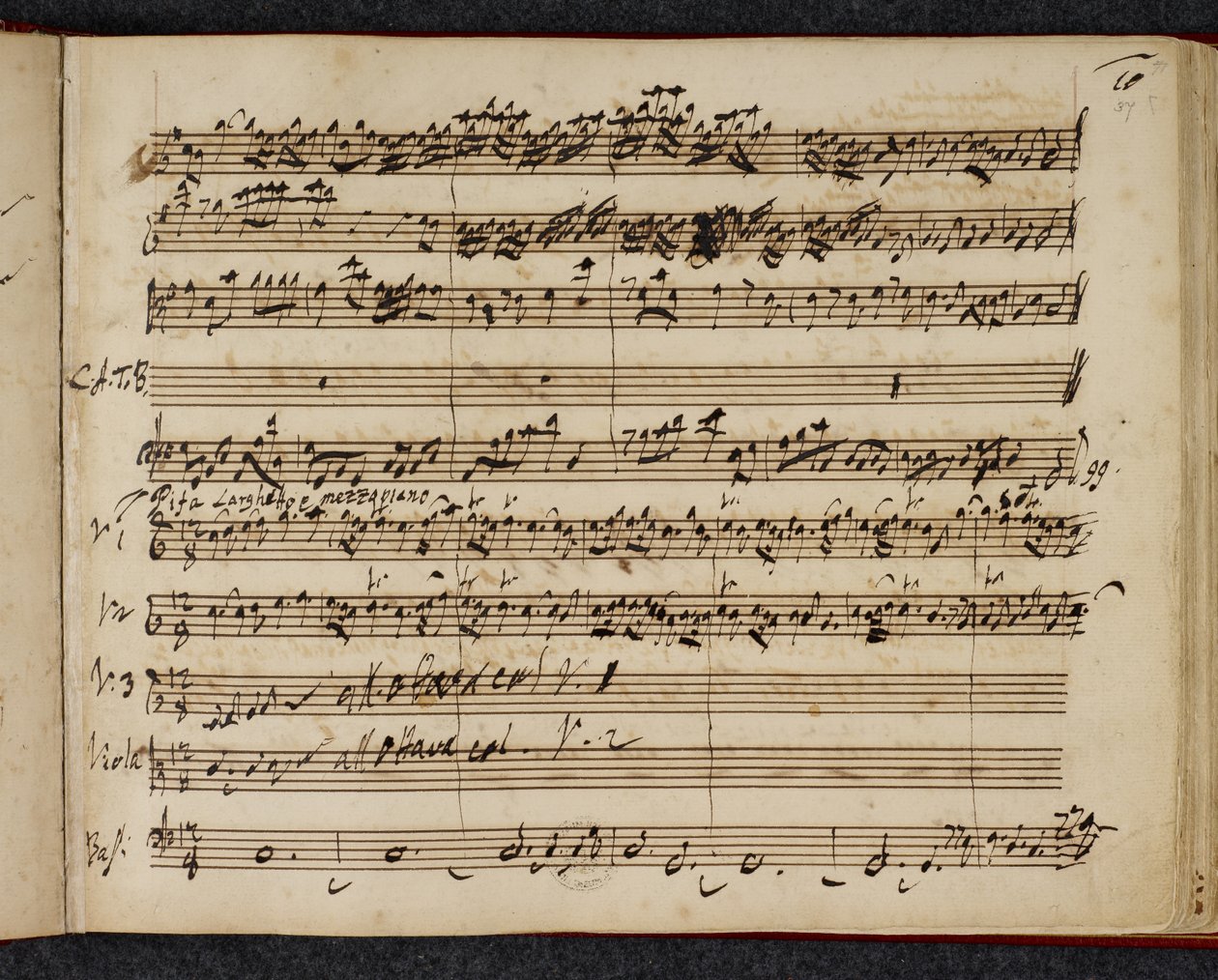 R.M.20.f.2 f.37r, partitura autógrafa del Mesías, que muestra 