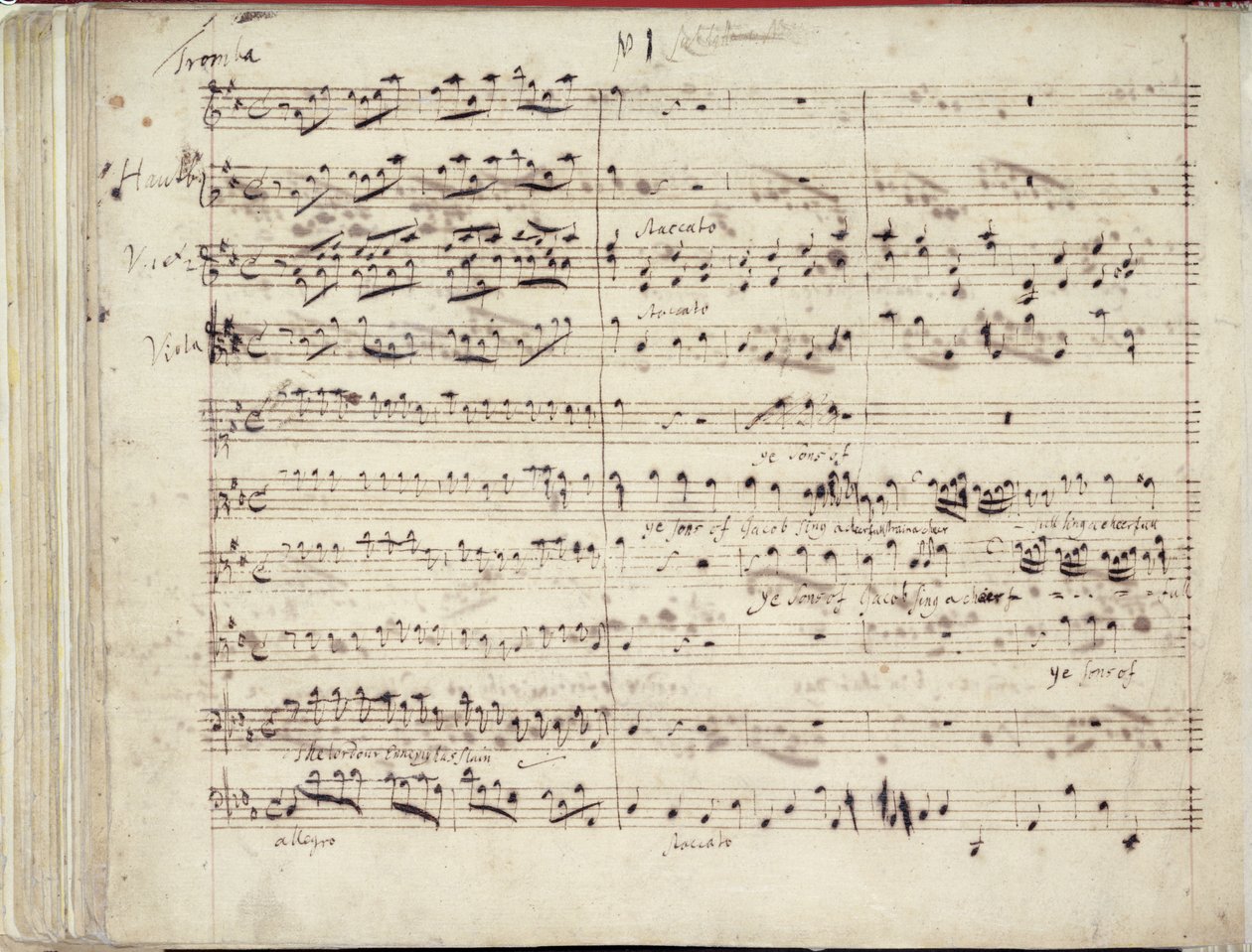 RM 20 E7 f.51v Una de las dos páginas del manuscrito de Haendel del Oratorio 