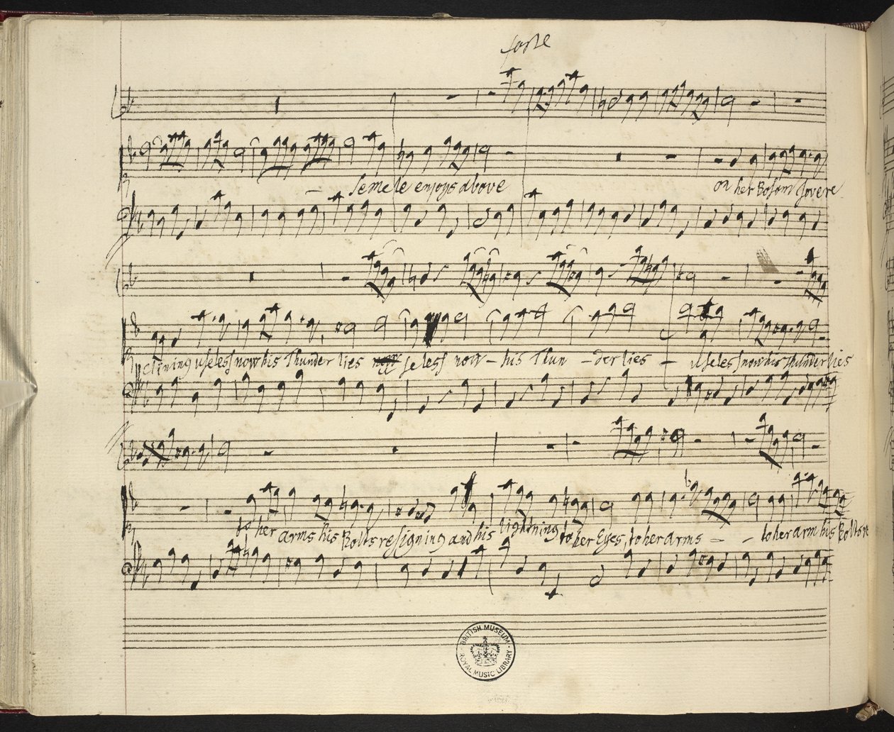 f.44v, partitura autógrafa Semele de Handel de George Frederick Handel