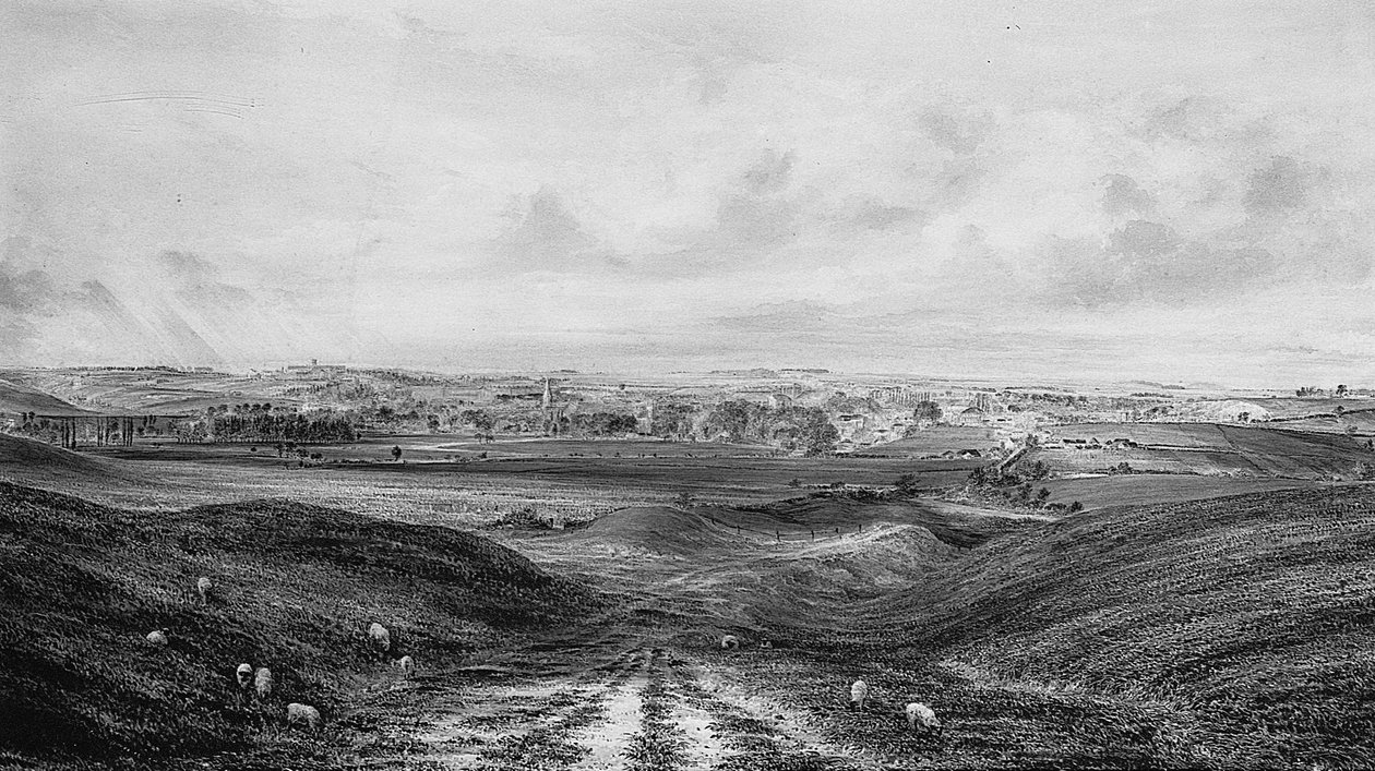 Una extensa vista de Winchester (acuarela y lápiz sobre papel) de George Frederick Prosser