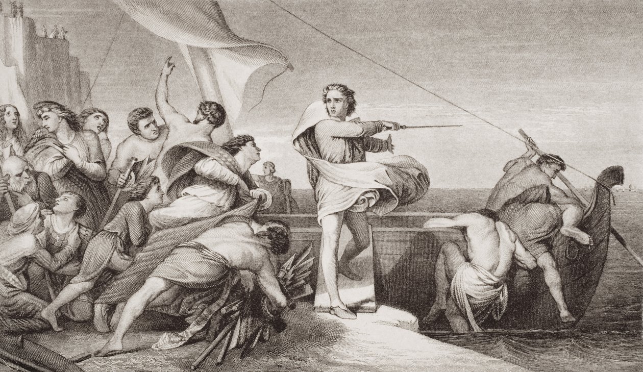 El rey Alfredo incitando a los anglosajones a repeler la invasión de los daneses en el año 876 d.C., de 
