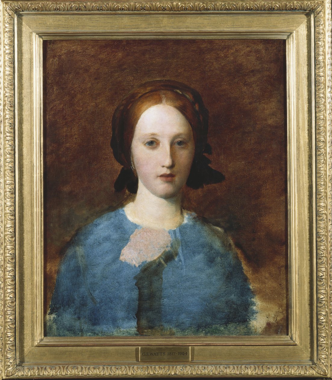 Retrato de la Sra. Prescott Decie, busto, en un vestido azul - un boceto de George Frederick Watts