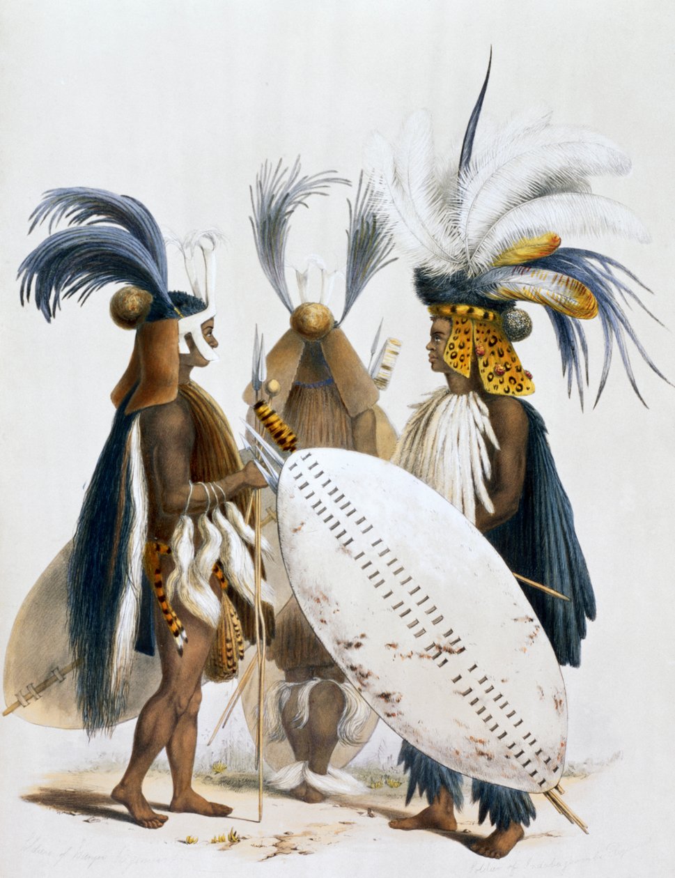 Soldados zulúes del ejército del rey Panda, 1849 de George French Angas