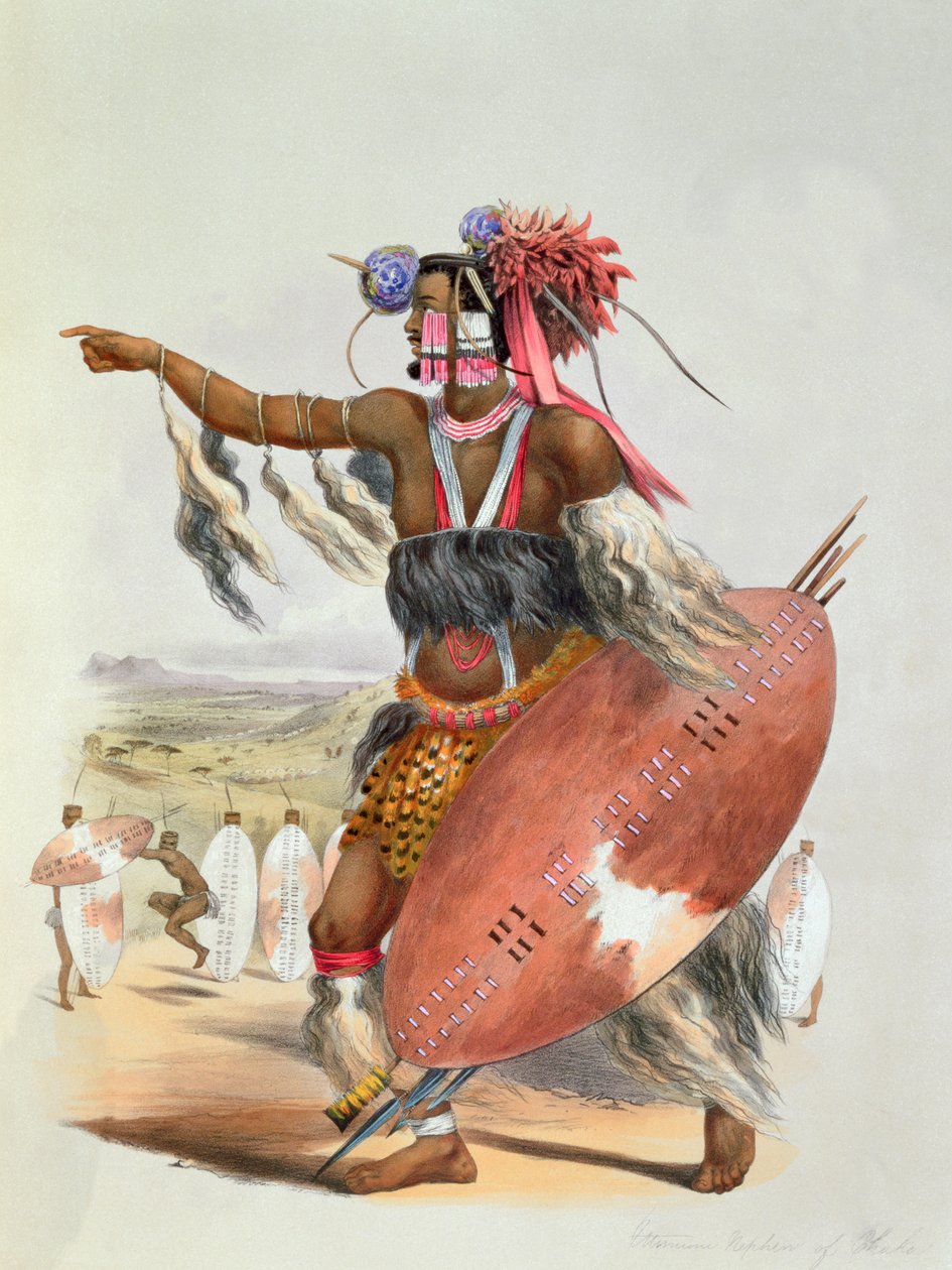 Guerrero zulú, Utimuni, sobrino de Chaka el último rey zulú, 1849 de George French Angas