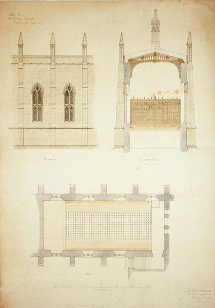New College Oxford: Diseño para el techo del New Hall de George Gilbert Scott
