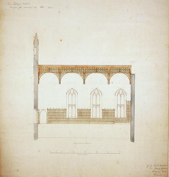 New College Oxford: Diseño para el Techo del Nuevo Salón de George Gilbert Scott