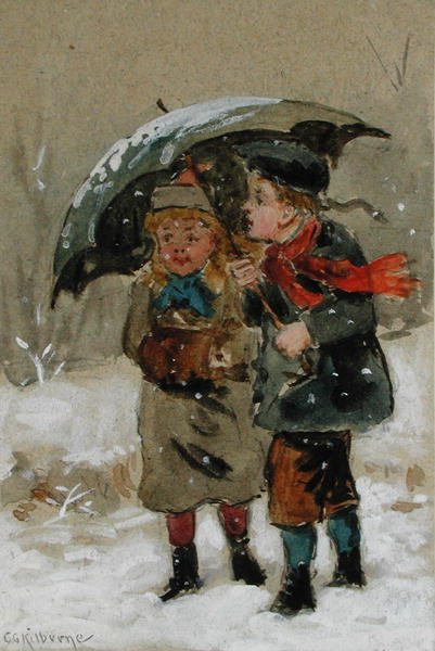 Niños jugando en la nieve de George Goodwin Kilburne