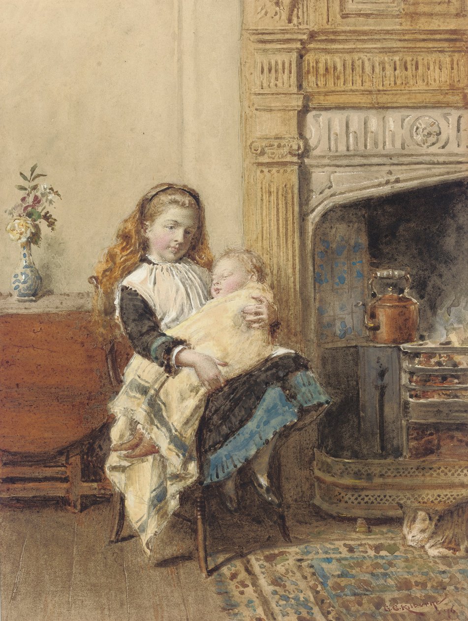 Cuidando al bebé, 1896 de George Goodwin Kilburne