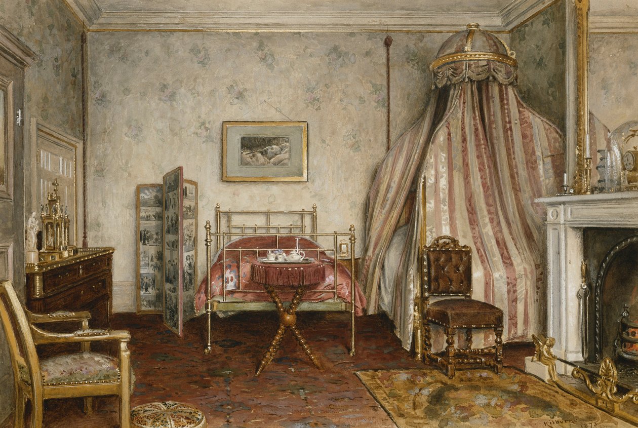 Vista del dormitorio donde murió Napoleón III, Camden Place, Chislehurst, Kent, 1873 de George Goodwin Kilburne