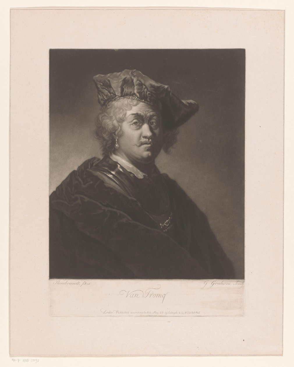 Retrato de un hombre desconocido con pendiente De Tromq (título en objeto) de George Graham