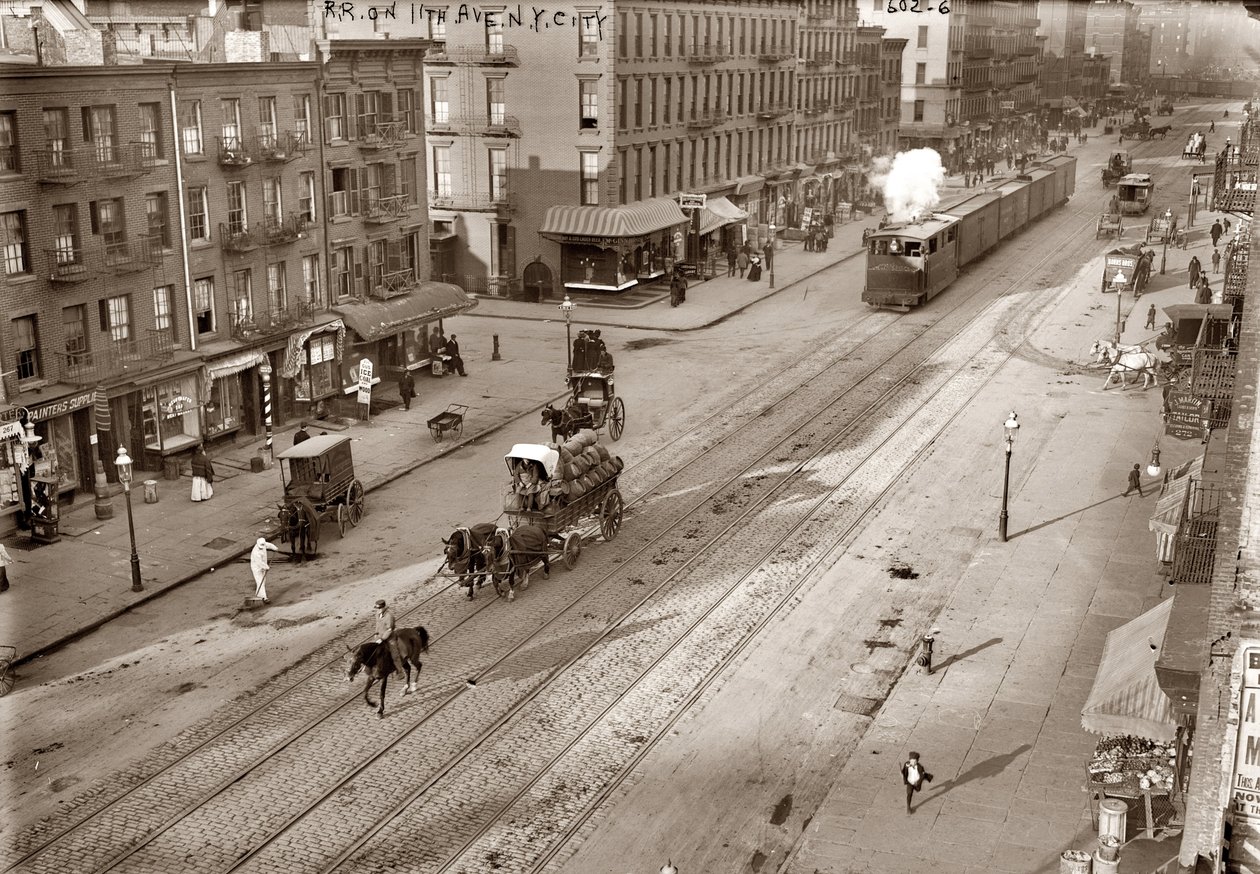 Ferrocarril de la Undécima Avenida y New York Central, por Bain, George Grantham (1865-1944). Fotografía en albúmina, c. 1911. Colección privada de George Grantham   Bain News Service Bain