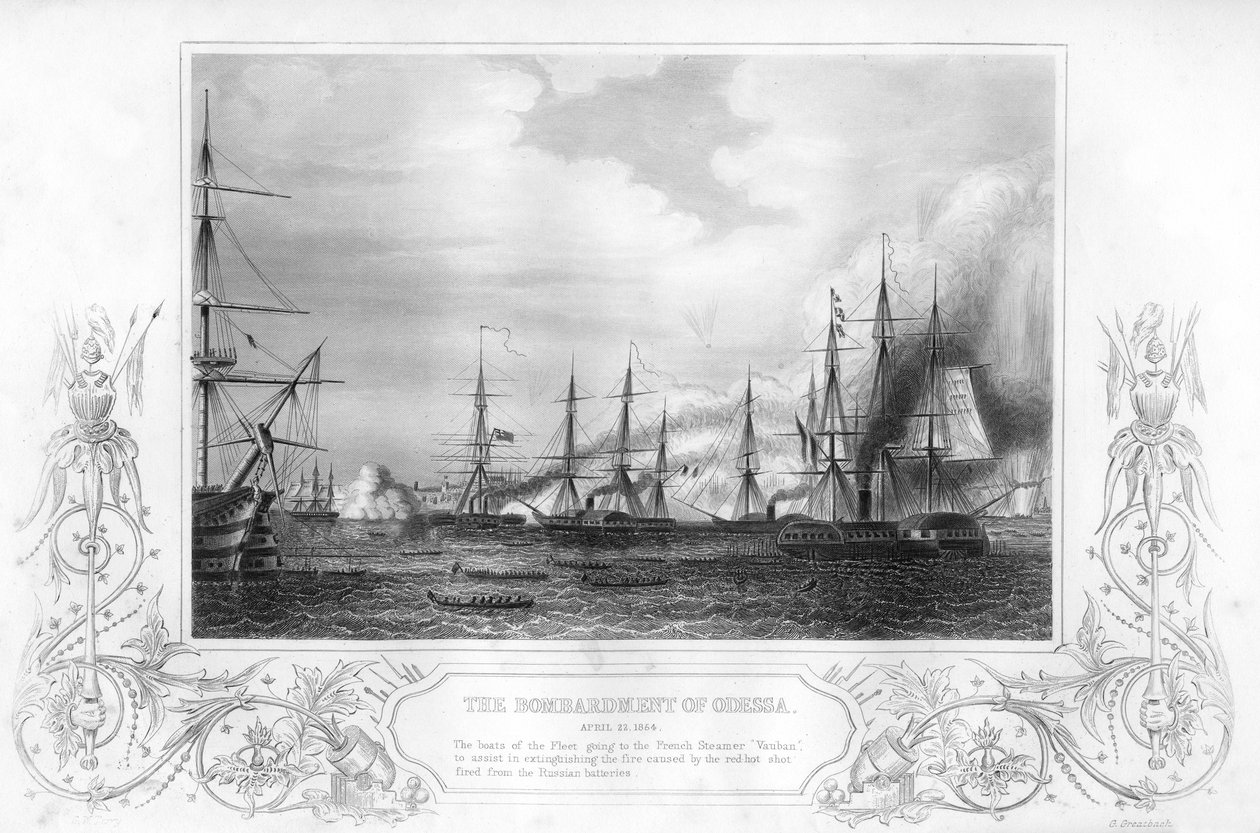 El bombardeo de Odesa, Ucrania, durante la Guerra de Crimea, 1854 1857 de George Greatbatch