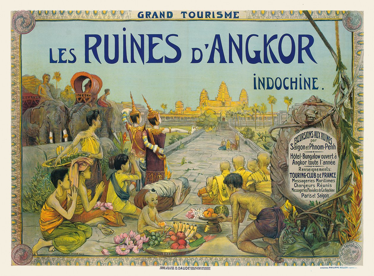 Cartel francés anunciando los Templos de Angkor en Indochina de George Groslier