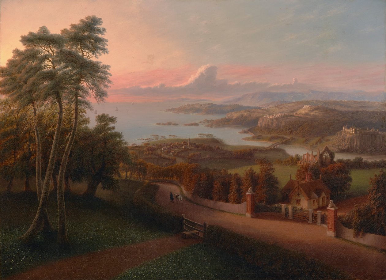 Puesta de sol en un paisaje rural 1846 (Óleo sobre lienzo) de George Harvey