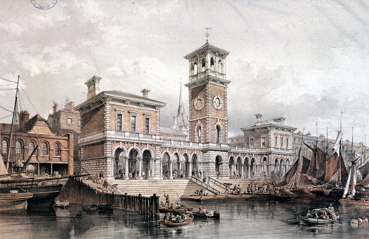 Muelle y mercado de Billingsgate, Londres, 1851 de George Hawkins