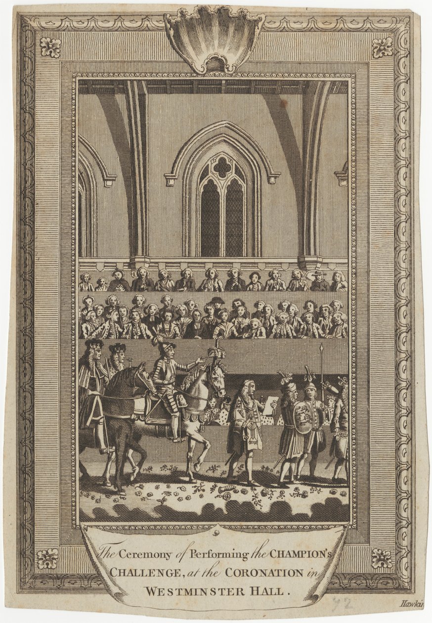 Ceremonia del Desafío del Campeón en la Coronación en Westminster Hall de George Hawkins