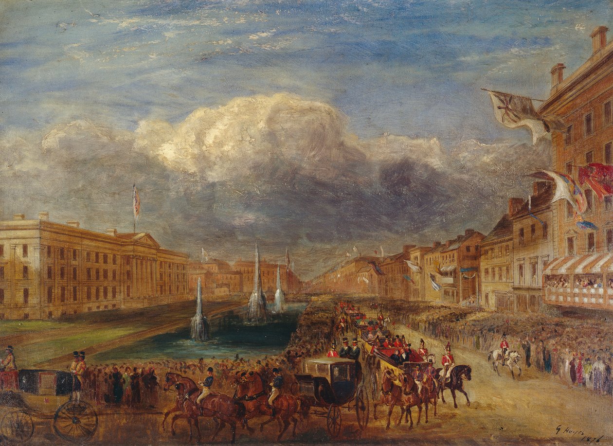 La visita de la reina Victoria y el príncipe Alberto a Manchester en 1851 de George Hayes