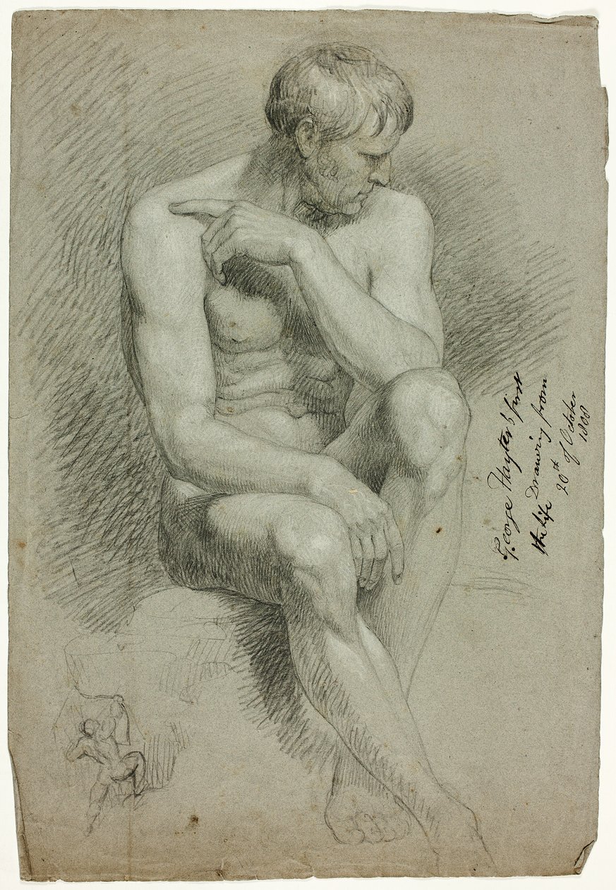 Desnudo masculino sentado con boceto de arquero desnudo de George Hayter