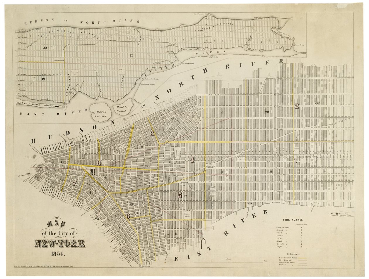 Mapa de la Ciudad de Nueva York, 1854 de George Hayward