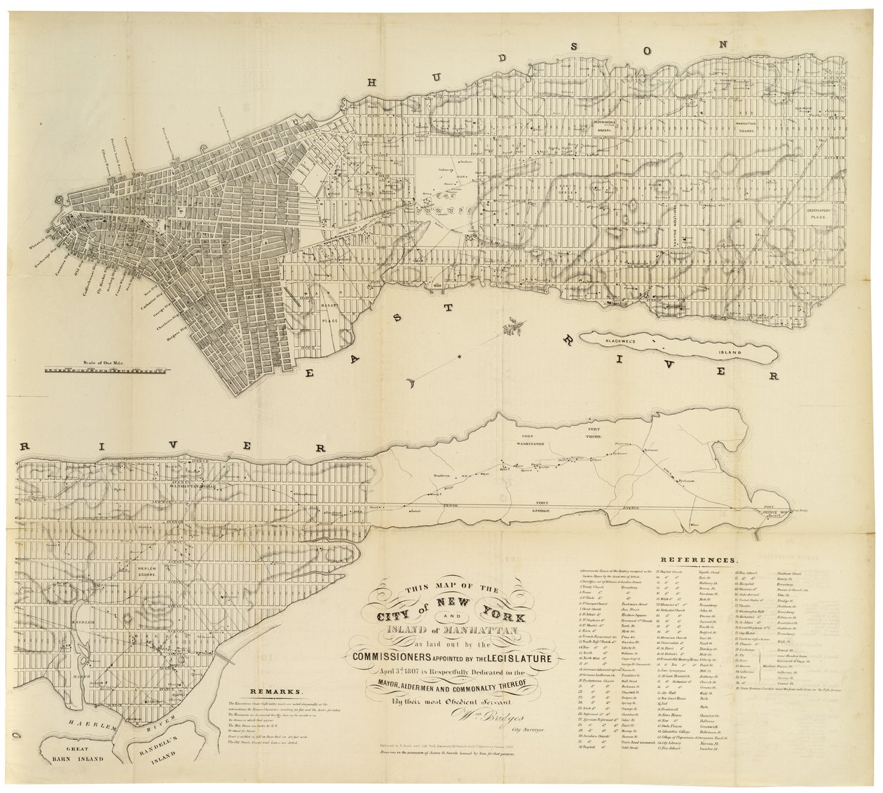 Este mapa de la Ciudad de Nueva York y la Isla de Manhattan según lo dispuesto por los Comisionados nombrados por la Legislatura, 1853 de George Hayward