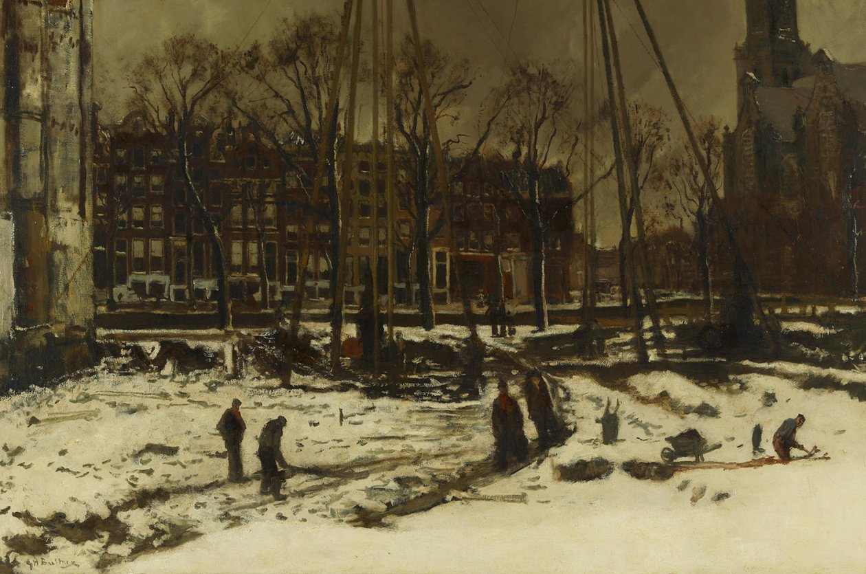Atravesamiento de la calle Raadhuisstraat en invierno de George Hendrik Breitner