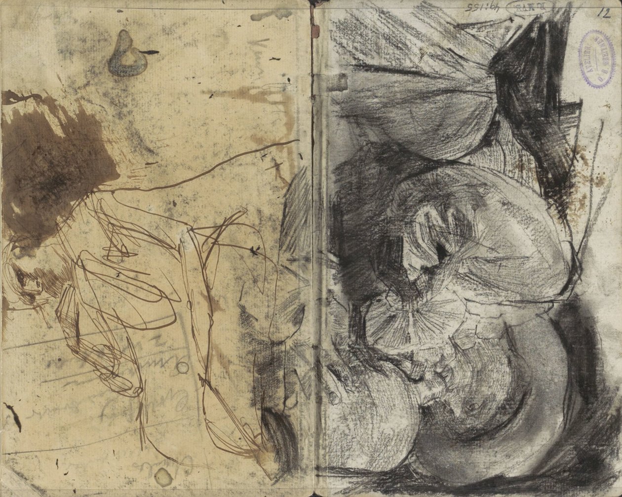 Un hombre bebiendo vestido del siglo XVII y un hombre sentado de George Hendrik Breitner
