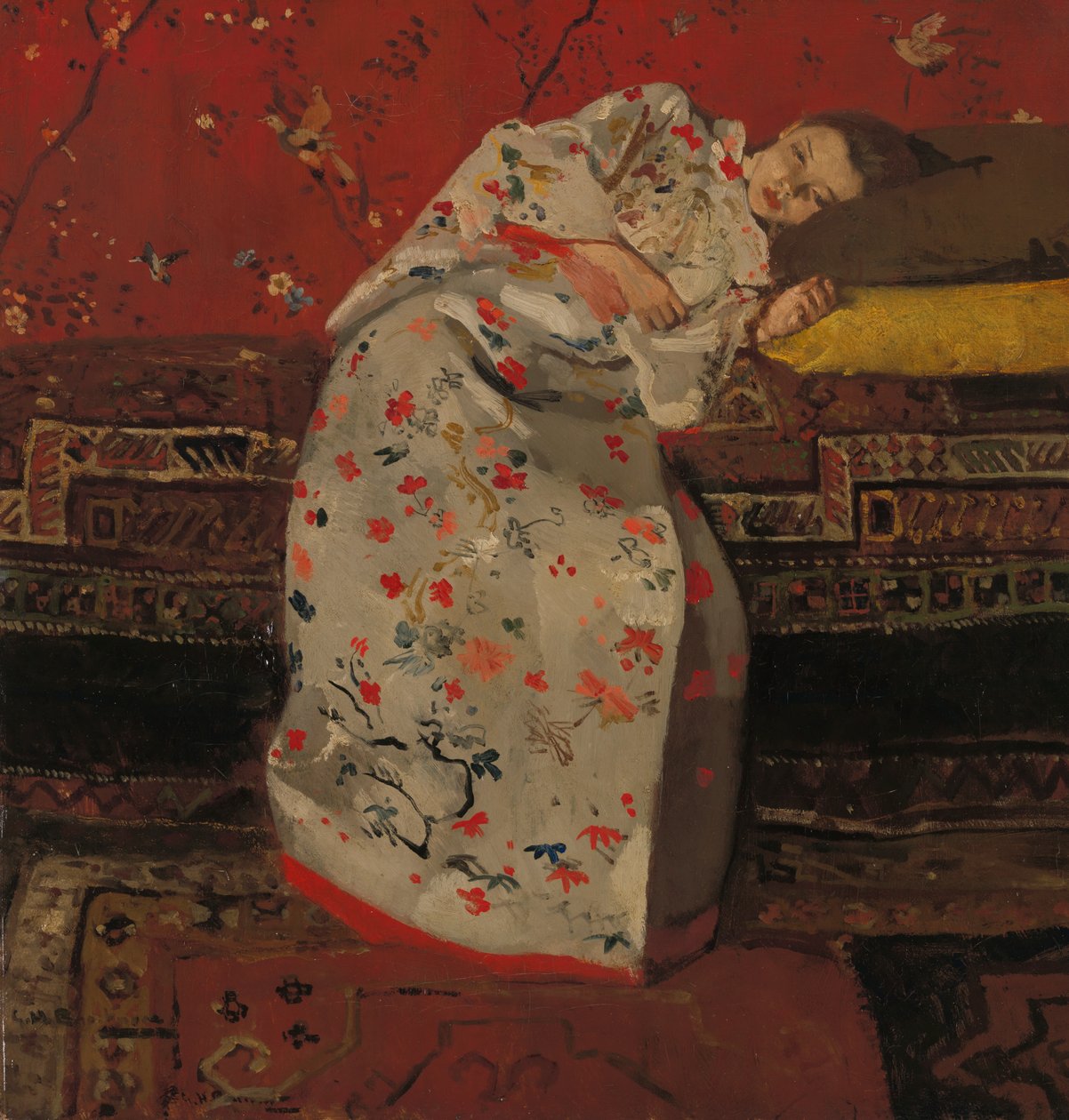 Holandés: Meisje in witte kimono Chica con kimono blanco de George Hendrik Breitner