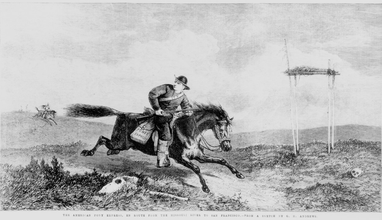 El Pony Express americano, en ruta desde el río Missouri a San Francisco de George Henry Andrews