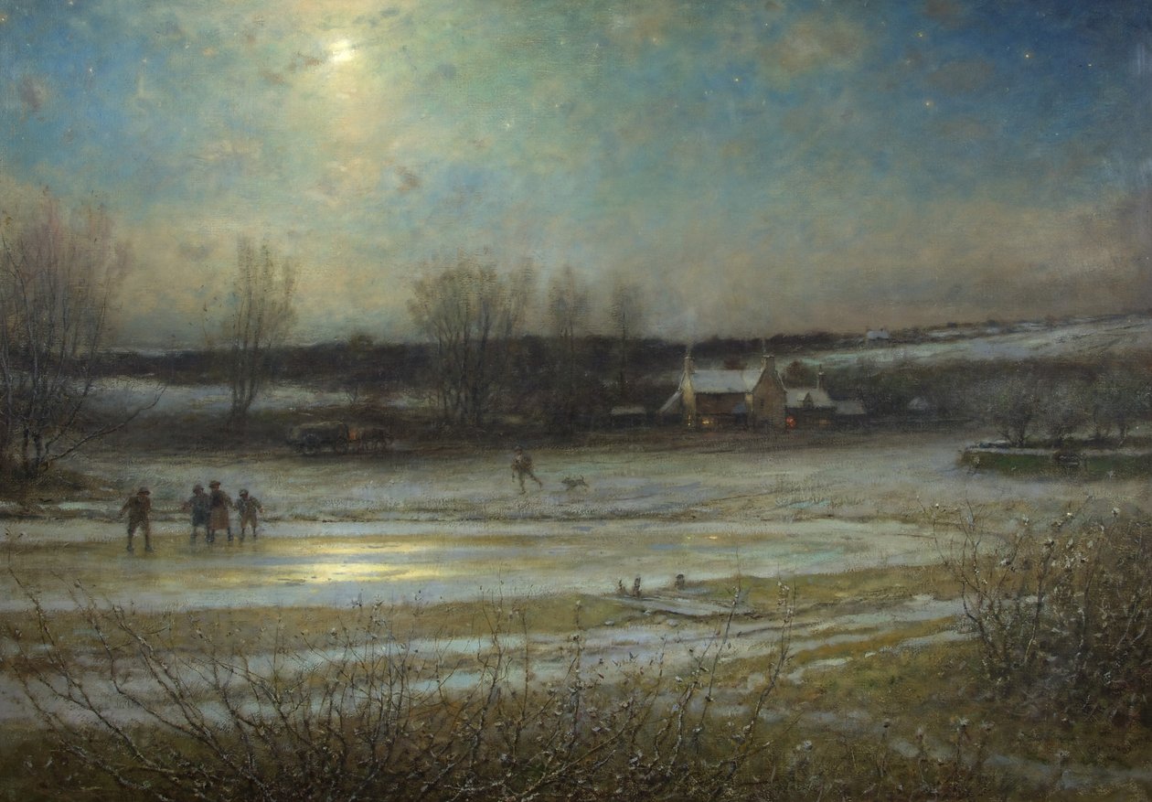 Una Noche Helada - el Estanque Congelado, c.1904 de George Henry Boughton