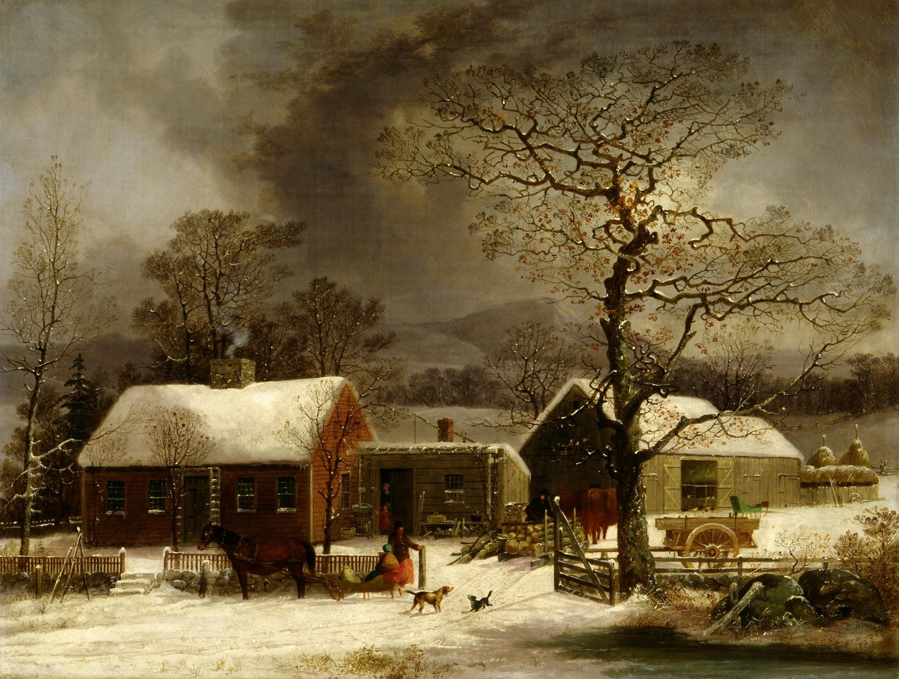 Escena invernal en New Haven, Connecticut de George Henry Durrie