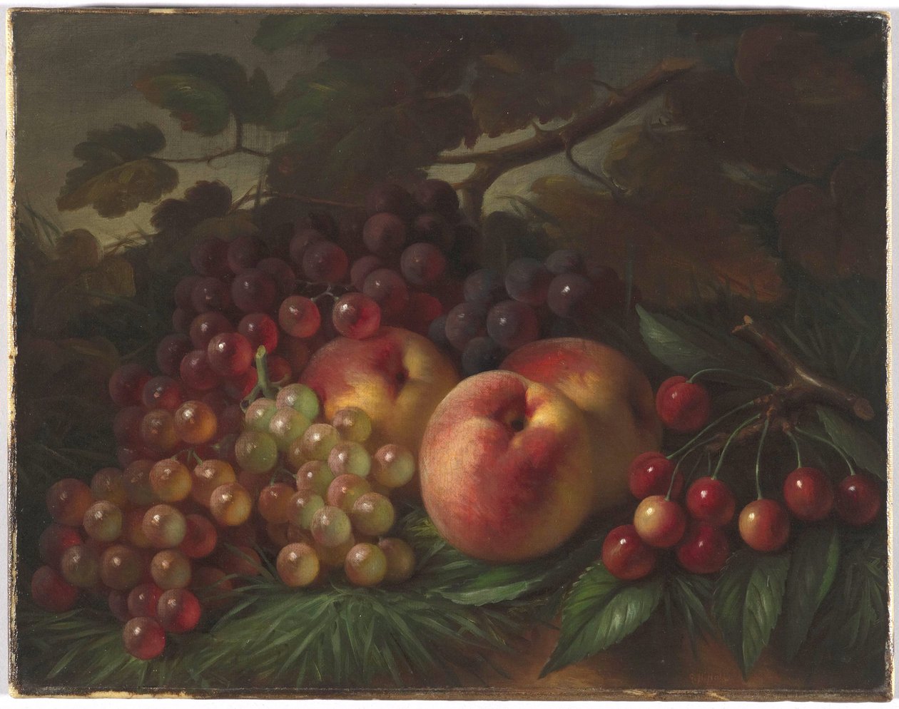 Melocotones, uvas y cerezas de George Henry Hall
