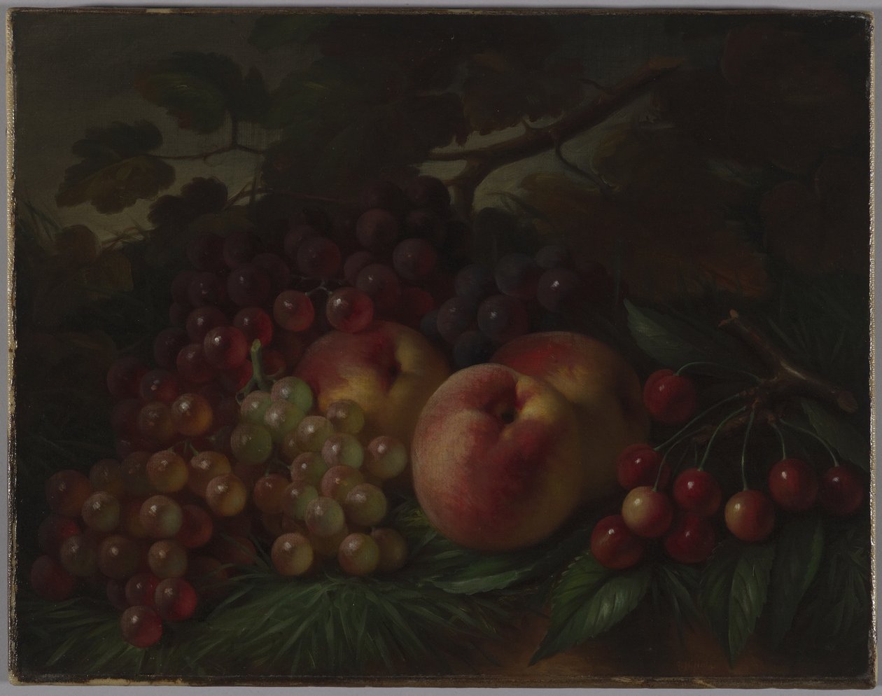 Duraznos, uvas y cerezas de George Henry Hall
