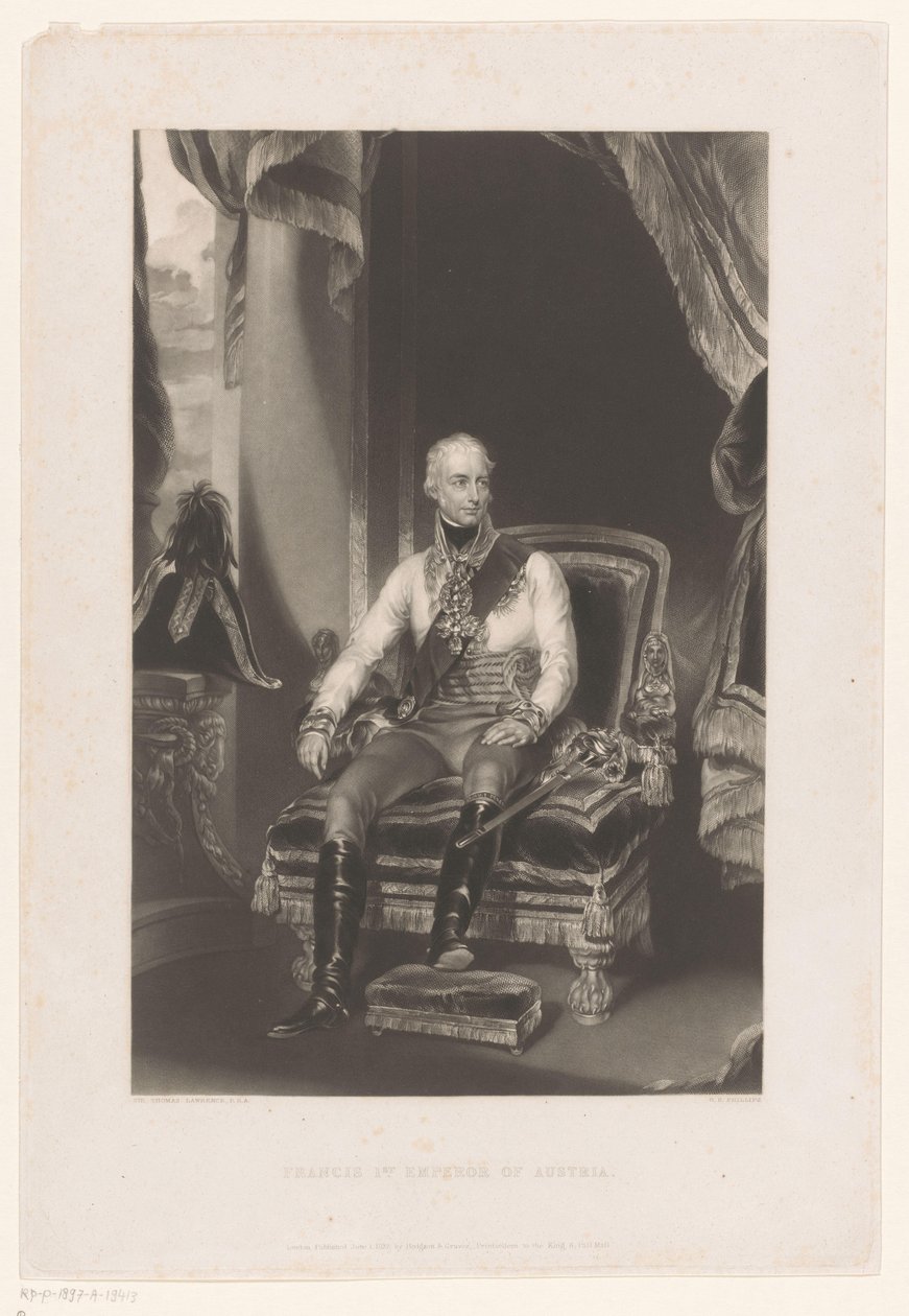 Retrato de Francisco II Josef Karel, emperador romano-alemán Francisco 1er Emperador de Austria (título sobre objeto) de George Henry Phillips