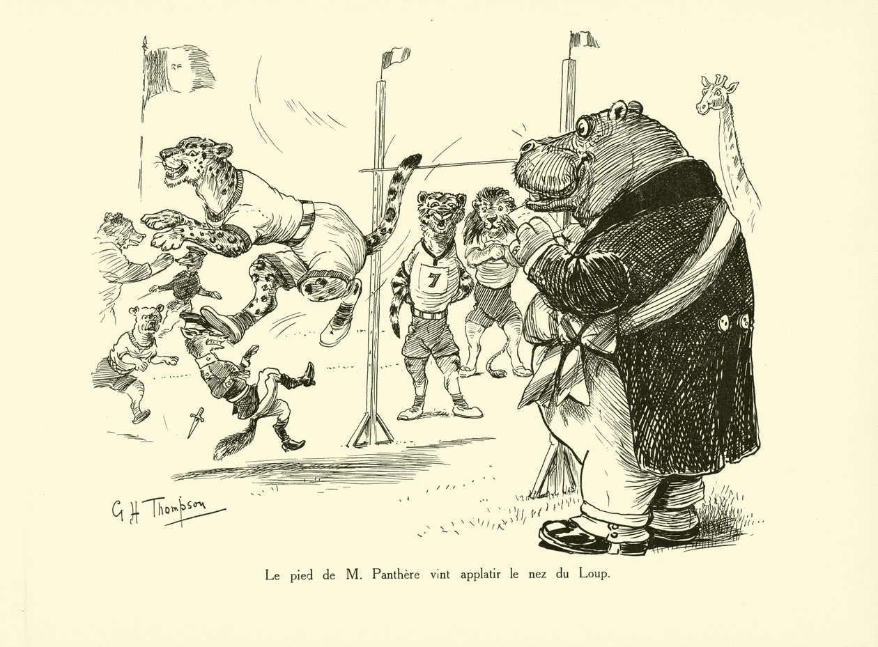 El pie del Sr. Pantera aplastó la nariz del Lobo (litografía) de George Henry Thompson