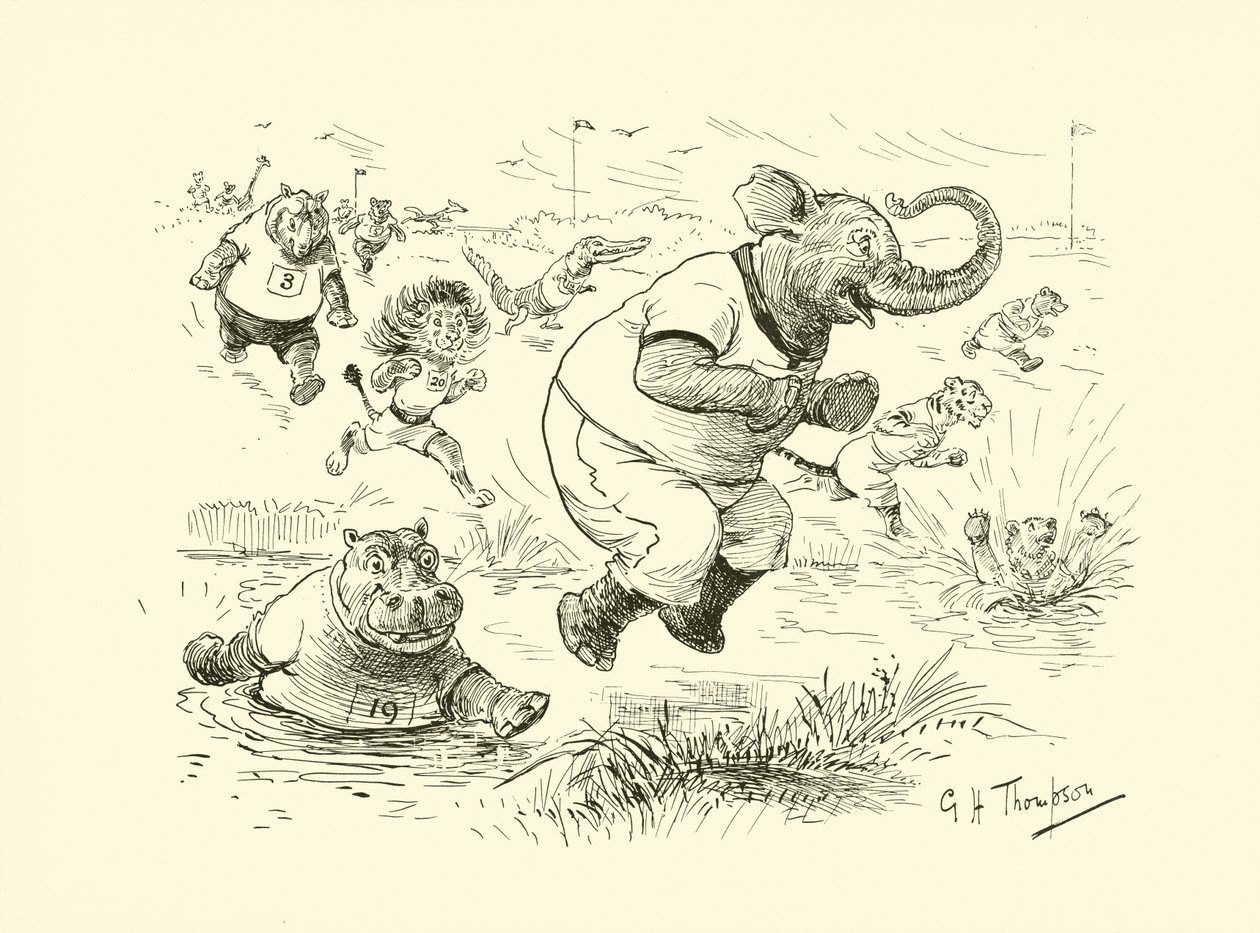 Animales en los Juegos Olímpicos (litografía) de George Henry Thompson