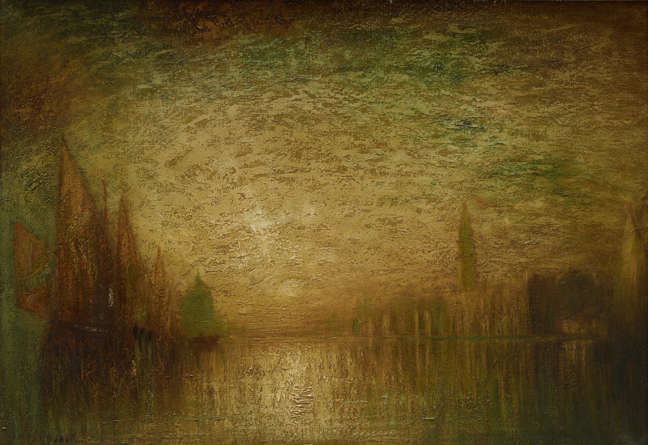 Atardecer veneciano, c.1900-19 (óleo sobre lienzo) de George Hirst Bogert