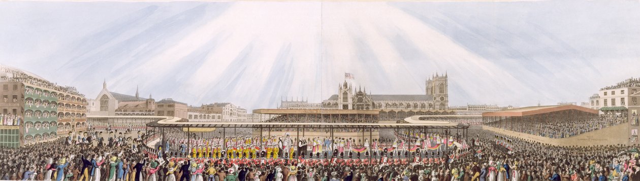 Vista de la Procesión de Coronación del Rey Jorge IV desde Westminster Hall hasta la Abadía, 19 de julio de 1821 de George Humphrey