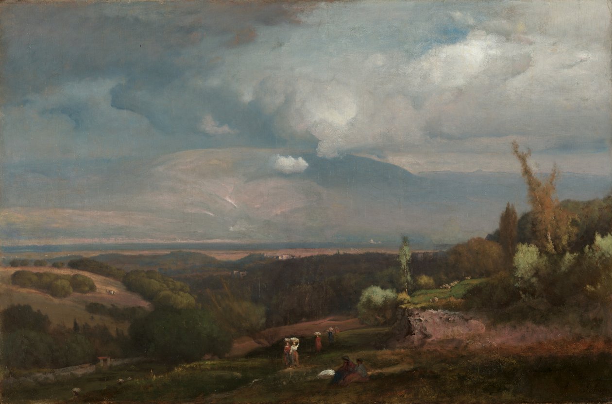 Tormenta aproximándose desde las colinas de Alban de George Inness
