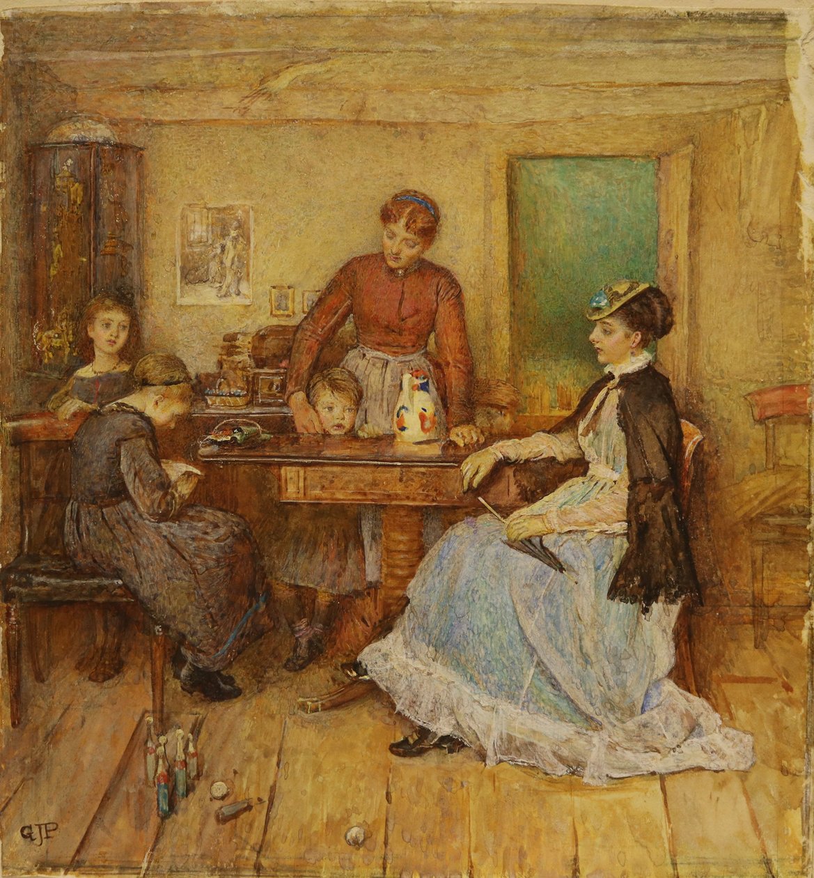 Día de visita, fecha desconocida (acuarela sobre papel) de George John Pinwell