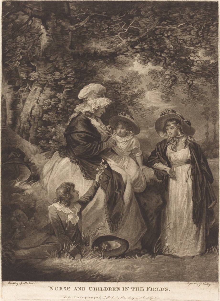 Niñera y niños en los campos de George Keating after George Morland