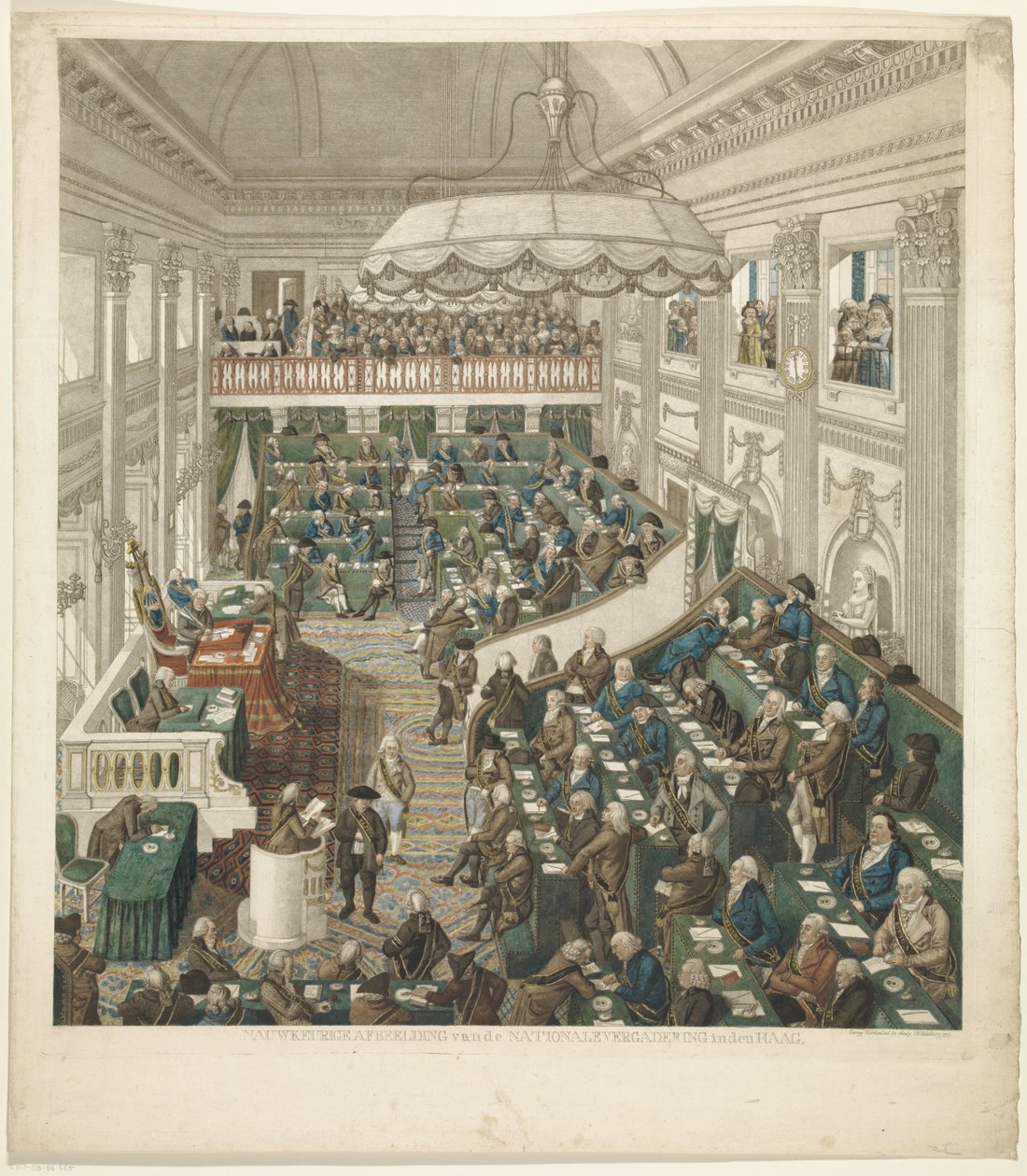Primera Asamblea Nacional en La Haya, 1796 Representación precisa de la Asamblea Nacional en La Haya (título sobre objeto) de George Kockers