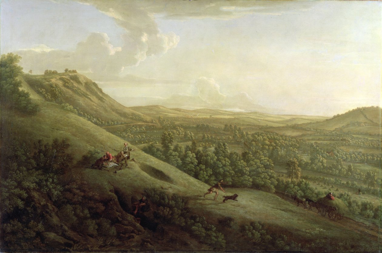 Una vista de Boxhill, Surrey, con Dorking a lo lejos de George Lambert