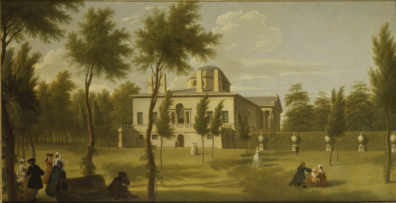 Vista de la villa de Chiswick desde el césped, c.1735 de George Lambert