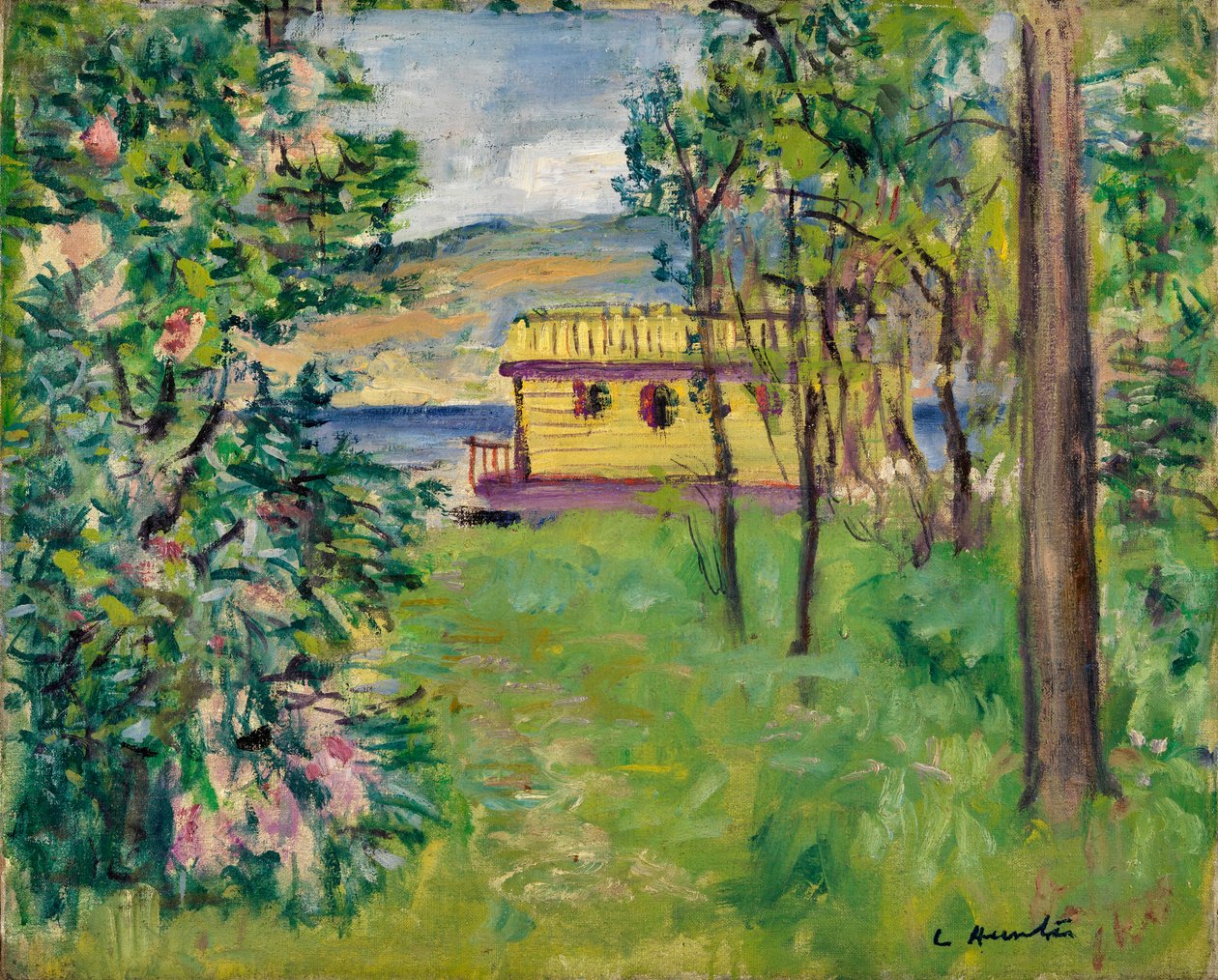 Casa flotante, Loch Lomond, c.1924-31 (óleo sobre lienzo) de George Leslie Hunter