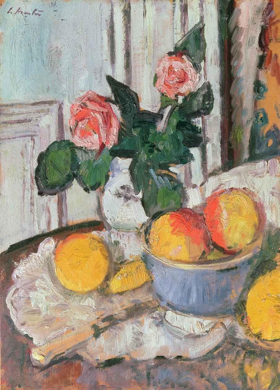 Rosas y frutas de George Leslie Hunter