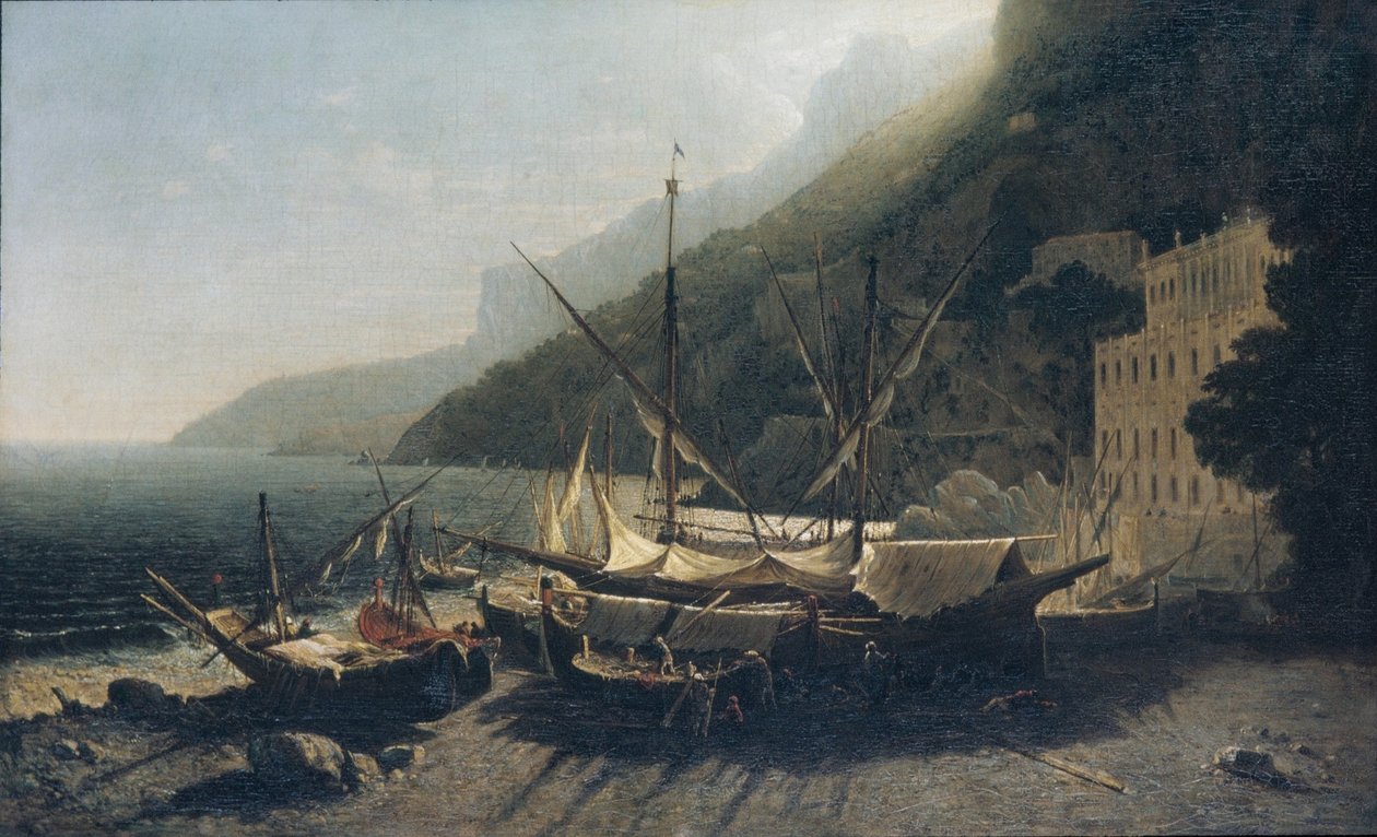Vista de Amalfi, Bahía de Salerno de George Loring Brown