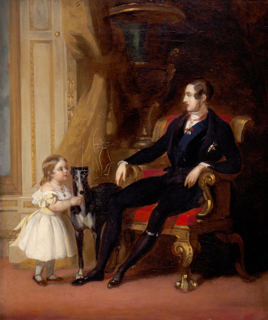 Alberto, Príncipe Consorte con la Princesa Victoria y Eos (óleo sobre lienzo) de George Lucas