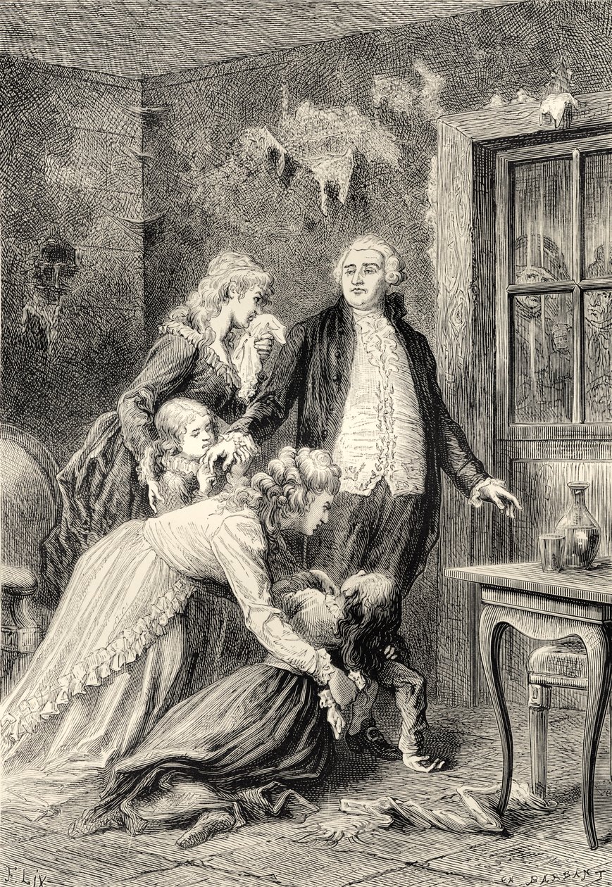El adiós del rey a su familia en enero de 1793 (grabado) de Bartolome Esteban and studio Murillo